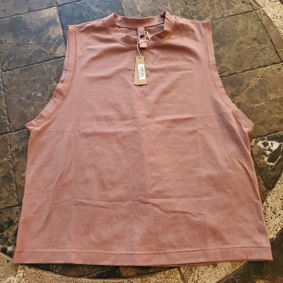 SKIMS cotton jersey mock neck tank rose clay 4X NWT - Picture 3 of 5